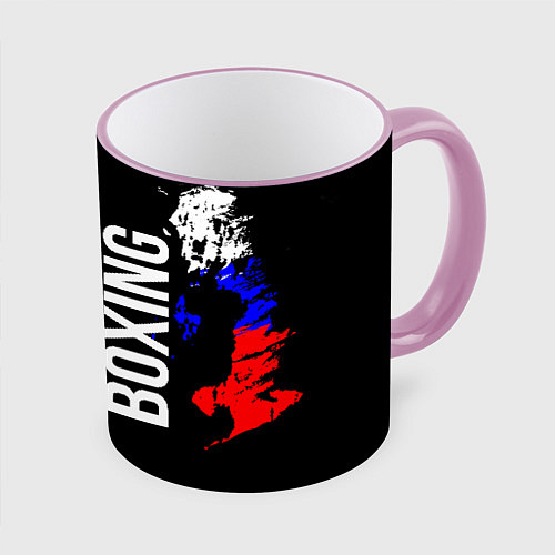 Кружка цветная Boxing Russia Team и герб РФ / 3D-Розовый кант – фото 1