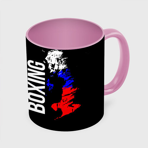 Кружка цветная Boxing Russia Team и герб РФ / 3D-Белый + розовый – фото 1
