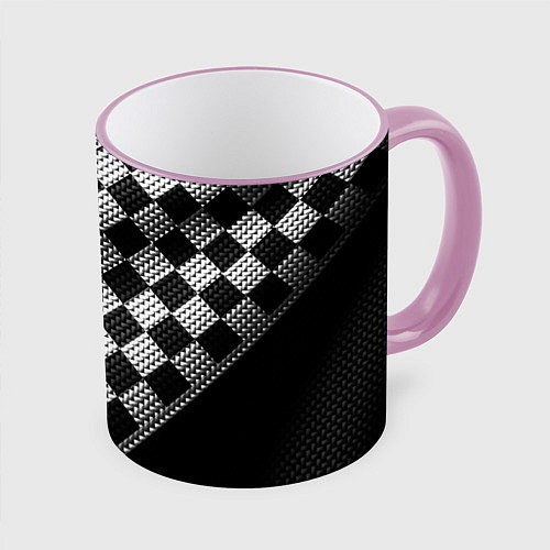 Кружка цветная Финишная лента в клетку / 3D-Розовый кант – фото 1