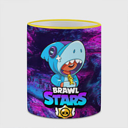 Кружка 3D BRAWL STARS LEON SHARK, цвет: 3D-желтый кант — фото 2