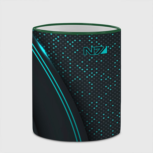 Кружка цветная Mass Effect N7 / 3D-Зеленый кант – фото 2
