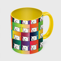 Кружка 3D Woman Yelling at Cat, цвет: 3D-белый + желтый