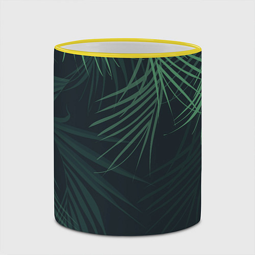 Кружка цветная Пальмовый узор / 3D-Желтый кант – фото 2