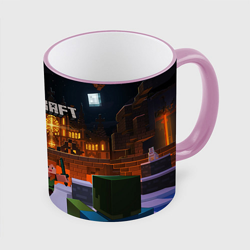 Кружка цветная MINECRAFT / 3D-Розовый кант – фото 1