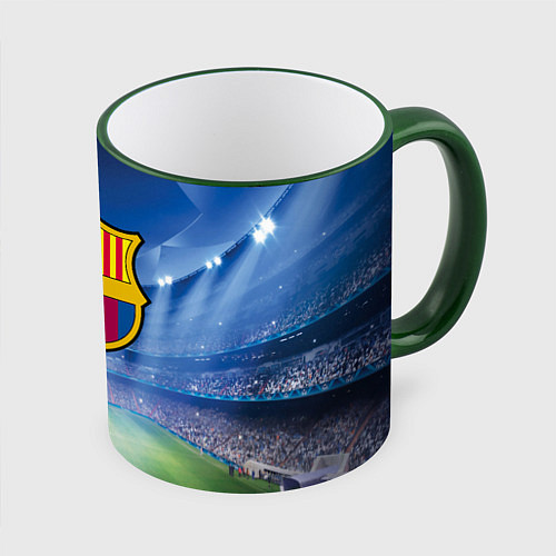 Кружка цветная FC Barcelona / 3D-Зеленый кант – фото 1