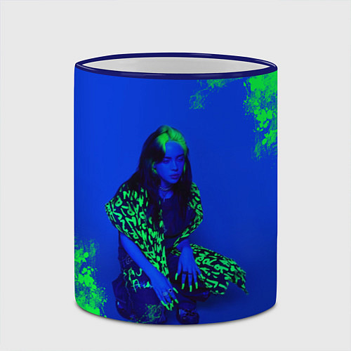 Кружка цветная Billie Eilish / 3D-Синий кант – фото 2