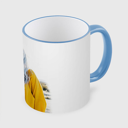 Кружка цветная BILLIE EILISH / 3D-Небесно-голубой кант – фото 1