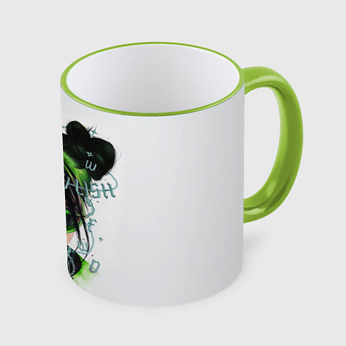 Кружка цветная BILLIE EILISH / 3D-Светло-зеленый кант – фото 1