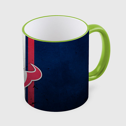 Кружка цветная Хьюстон Тексанс / 3D-Светло-зеленый кант – фото 1