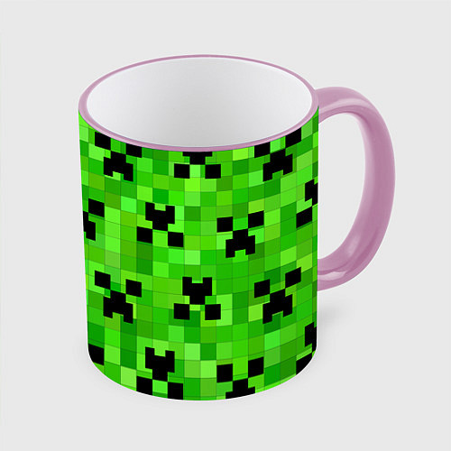 Кружка цветная MINECRAFT / 3D-Розовый кант – фото 1