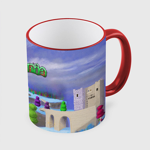 Кружка цветная Terraria / 3D-Красный кант – фото 1