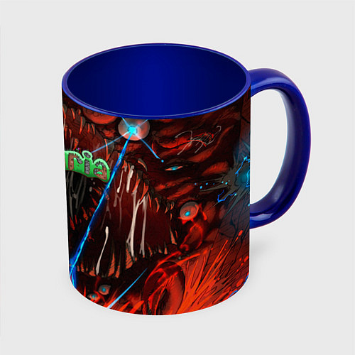 Кружка цветная Terraria / 3D-Белый + синий – фото 1