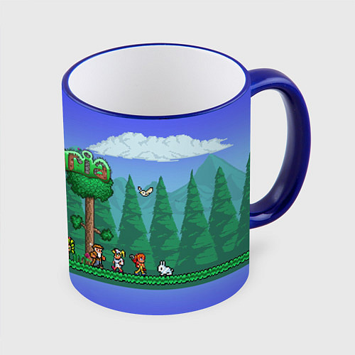 Кружка цветная Terraria / 3D-Синий кант – фото 1