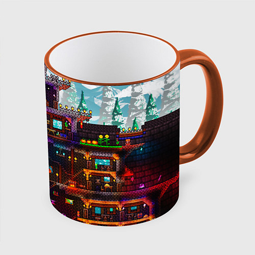 Кружка цветная Terraria / 3D-Оранжевый кант – фото 1