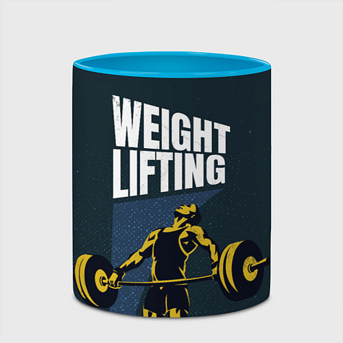 Кружка цветная Wheight lifting / 3D-Белый + небесно-голубой – фото 2