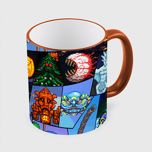 Кружка цветная Terraria allpic / 3D-Оранжевый кант – фото 1