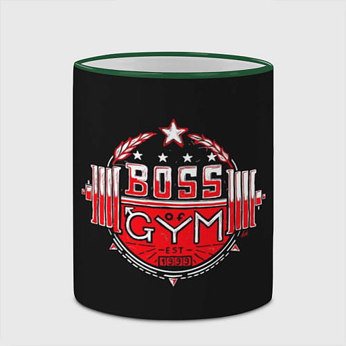 Кружка цветная Boss of GYM акварель / 3D-Зеленый кант – фото 2