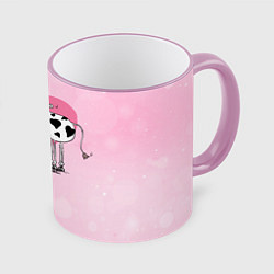 Кружка 3D Влюбленные коровы, цвет: 3D-розовый кант