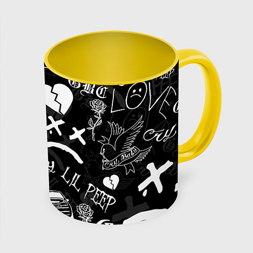 Кружка цветная LIL PEEP / 3D-Белый + желтый – фото 1