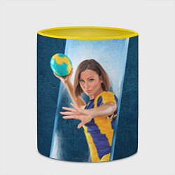 Кружка 3D Гандболистка, цвет: 3D-белый + желтый — фото 2
