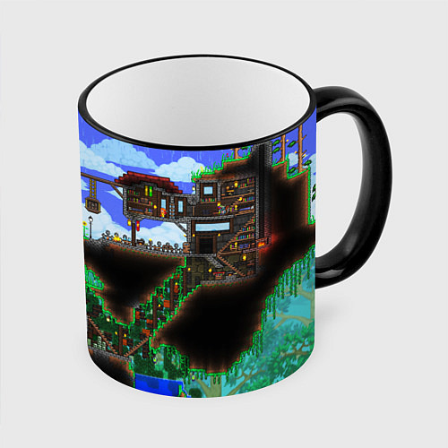 Кружка цветная TERRARIA / 3D-Черный кант – фото 1