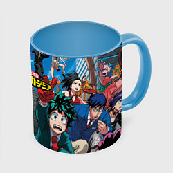 Кружка 3D My Hero Academia все герои, цвет: 3D-белый + небесно-голубой