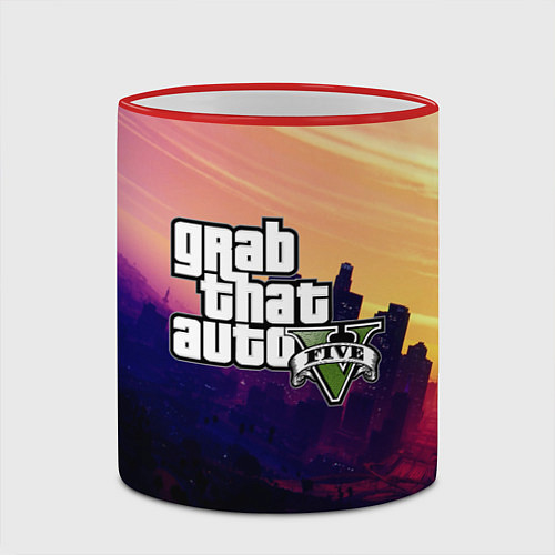 Кружка цветная GTA 5 / 3D-Красный кант – фото 2