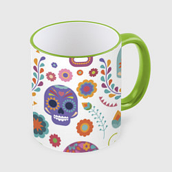 Кружка 3D Мексиканские мотивы, цвет: 3D-светло-зеленый кант