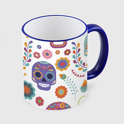 Кружка 3D Мексиканские мотивы, цвет: 3D-синий кант