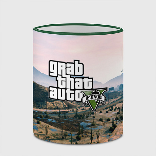 Кружка цветная Grand Theft Auto 5 / 3D-Зеленый кант – фото 2