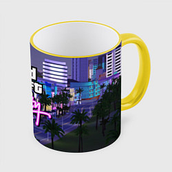 Кружка 3D Grand Theft Auto Vice City, цвет: 3D-желтый кант