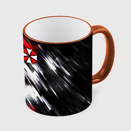 Кружка цветная UMBRELLA CORPORATION / 3D-Оранжевый кант – фото 1