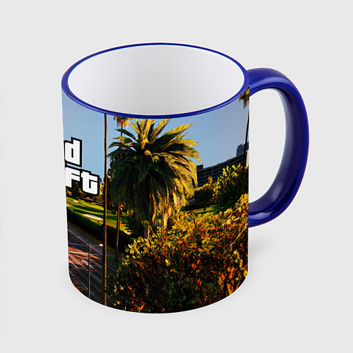 Кружка цветная Grand Theft Auto / 3D-Синий кант – фото 1