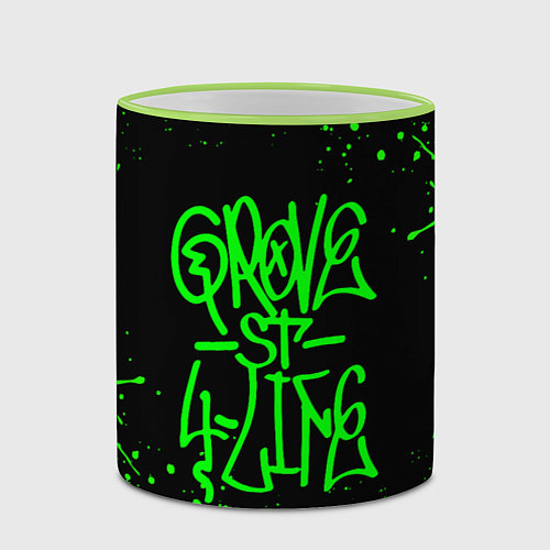 Кружка цветная GROVE STREET GTA / 3D-Светло-зеленый кант – фото 2