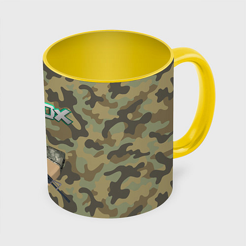Кружка цветная Roblox 23 February Camouflage / 3D-Белый + желтый – фото 1