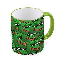 Кружка 3D Pepe The Frog, цвет: 3D-светло-зеленый кант