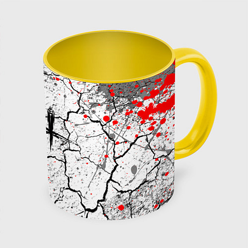 Кружка цветная DEAD BY DAYLIGHT / 3D-Белый + желтый – фото 1