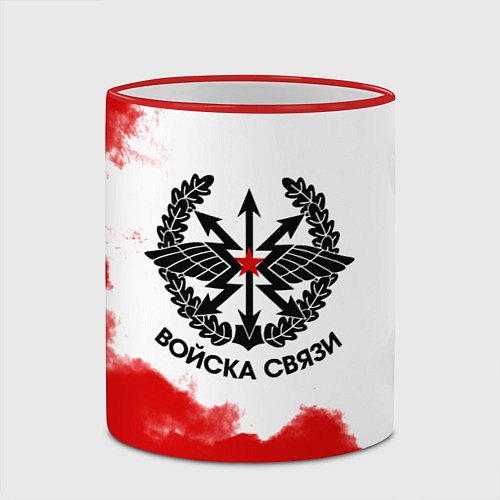 Кружка цветная Войска связи / 3D-Красный кант – фото 2