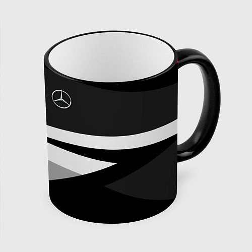 Кружка цветная Mercedes-Benz / 3D-Черный кант – фото 1