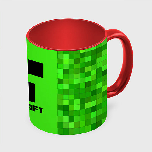 Кружка цветная MINECRAFT / 3D-Белый + красный – фото 1