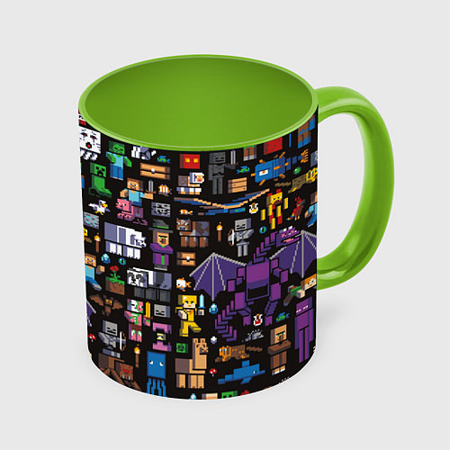 Кружка цветная MINECRAFT / 3D-Белый + светло-зеленый – фото 1