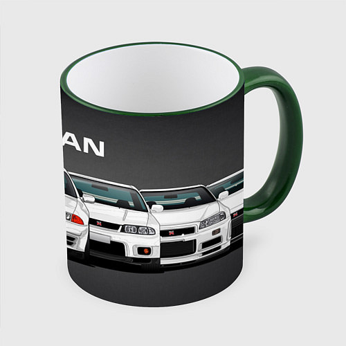 Кружка цветная NISSAN / 3D-Зеленый кант – фото 1