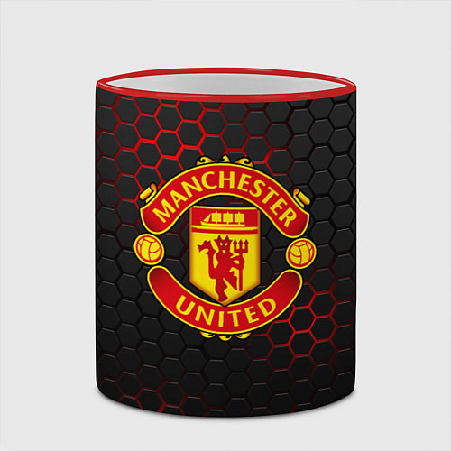 Кружка цветная МАНЧЕСТЕР ЮНАЙТЕД / 3D-Красный кант – фото 2