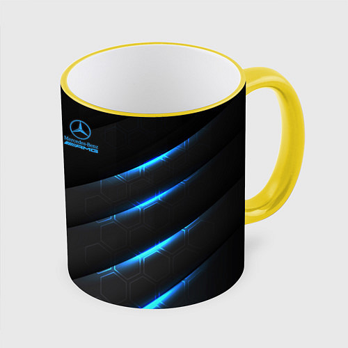 Кружка цветная Mercedes-AMG / 3D-Желтый кант – фото 1