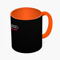 Кружка 3D AUDI, цвет: 3D-белый + оранжевый