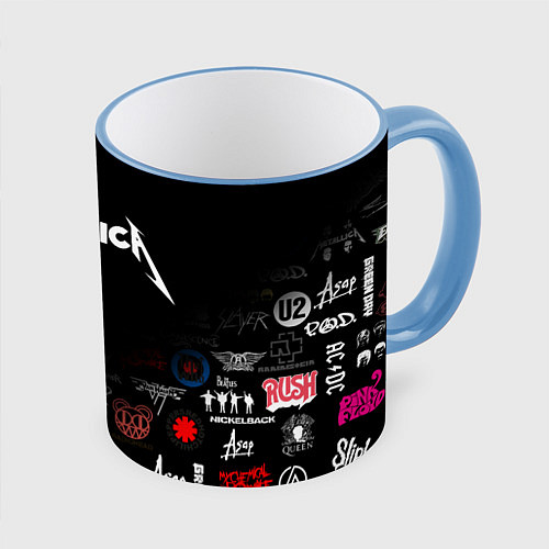 Кружка цветная Metallica / 3D-Небесно-голубой кант – фото 1