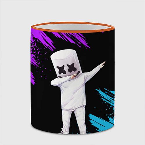 Кружка цветная Marshmello / 3D-Оранжевый кант – фото 2