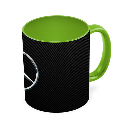 Кружка цветная MERCEDES-BENZ CARBON / 3D-Белый + светло-зеленый – фото 1