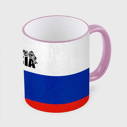 Кружка цветная Russia / 3D-Розовый кант – фото 1