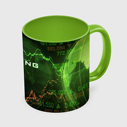 Кружка 3D Трейдинг 03, цвет: 3D-белый + светло-зеленый